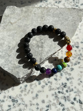 Load image into Gallery viewer, Chakra Lava Stone 8mm Bracelet