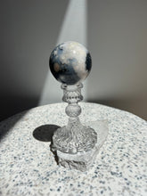Load image into Gallery viewer, Black Flower Agate &amp; Pink Amethyst Sphere
