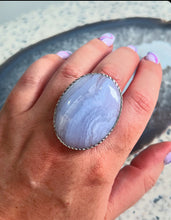 Load image into Gallery viewer, Blue Lace Agate Sterling Silver Adjustable Ring
