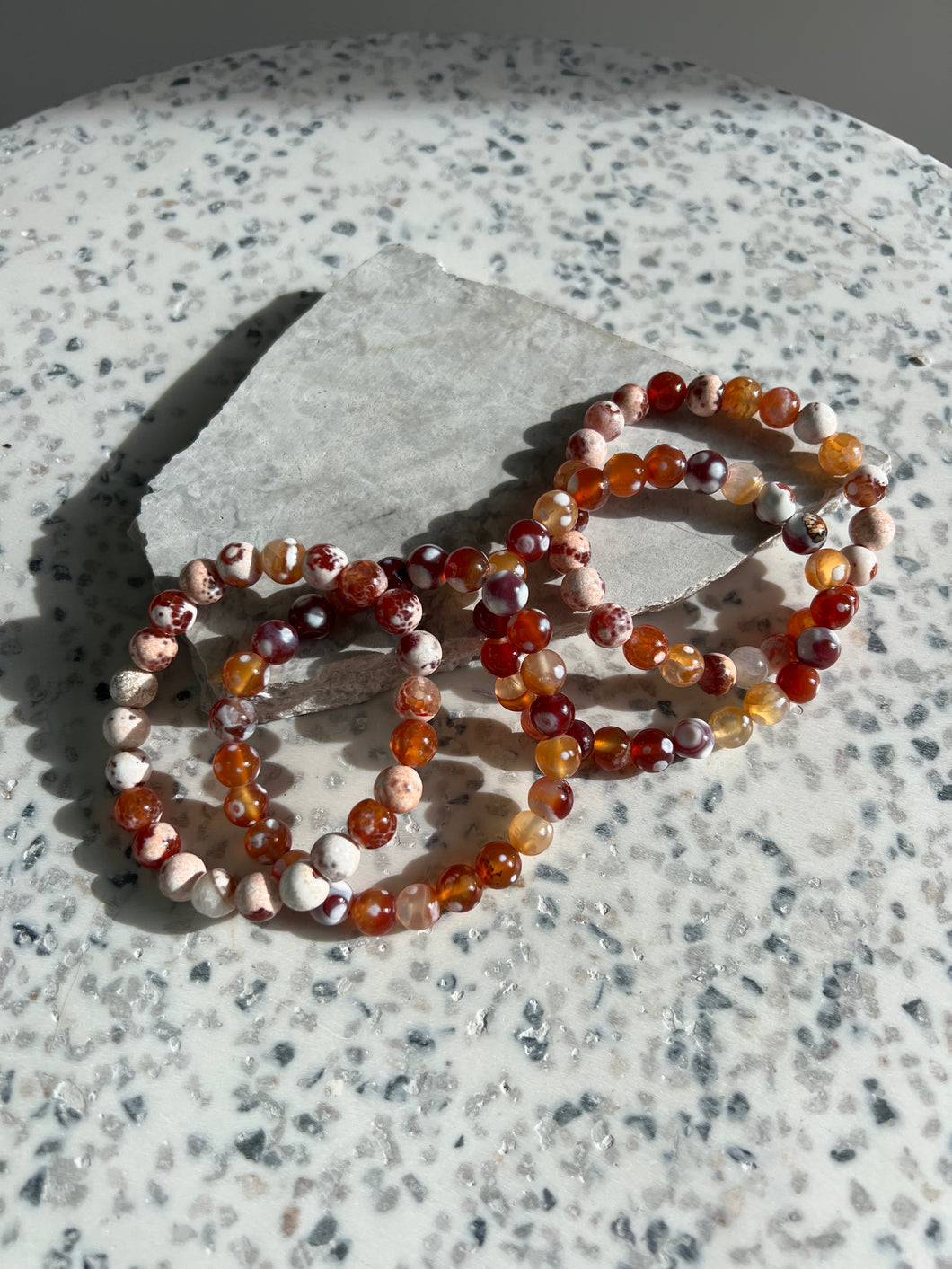 Orange Orca Agate 8mm Bracelet