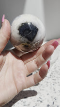 Load and play video in Gallery viewer, Black Flower Agate &amp; Pink Amethyst Sphere
