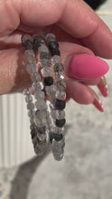 Load and play video in Gallery viewer, Black Tourmaline in Quartz High Grade Faceted Bracelet
