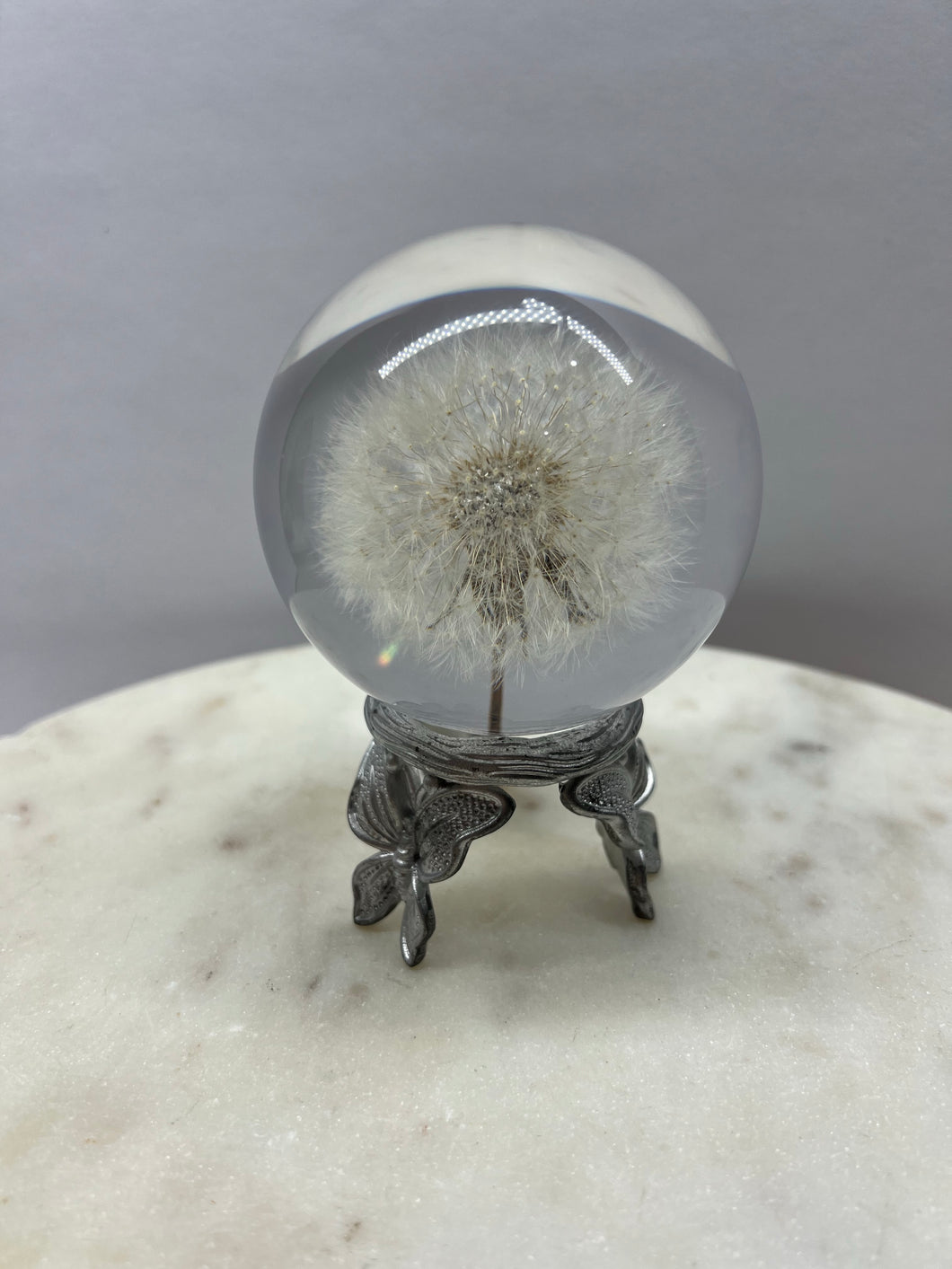 Silver Butterfly Sphere Stand